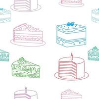 cake seamless pattern line art vector