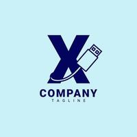 letter X usb clean and professional vector logo design