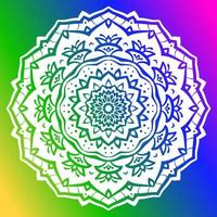 diseño de vector trippy redondo de estilo de color de arco iris degradado de mandala abstracto