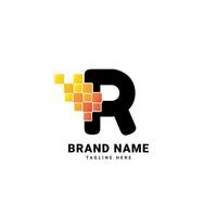 Letter R digital pixel modern gradient technology vector logo design