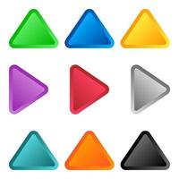 Multi color 3d button triangle icon background for web or print design element vector