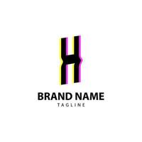 letter H bright glitch for creative brand, fun, playful and innovative vector logo design