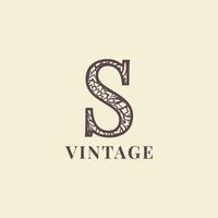 diseño de vector de logotipo de decoración vintage de letra s