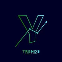 dynamic outline letter Y trends statistic vector logo design