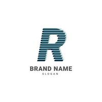 letter R optic illusion logo, trendy glitch alphabet brand vector