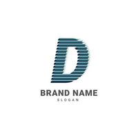 letter D optic illusion logo, trendy glitch alphabet brand vector