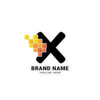 Letter X digital pixel modern gradient technology vector logo design