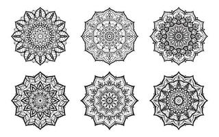 conjunto de mandalas para colorear para terapia de arte consciente espiritual y decoración de diseño vectorial vector