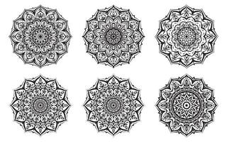 conjunto de mandalas para colorear para terapia de arte consciente espiritual y decoración de diseño vectorial vector