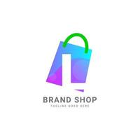 letter L trendy shopping bag vector logo design element