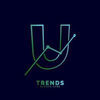 dynamic outline letter U trends statistic vector logo design