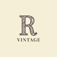 diseño de vector de logotipo de decoración vintage de letra r