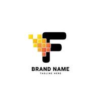 Letter F digital pixel modern gradient technology vector logo design