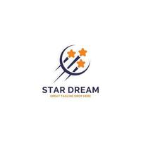 star and crescent moon cheerful vector logo design