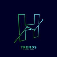 dynamic outline letter H trends statistic vector logo design