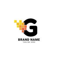 Letter G digital pixel modern gradient technology vector logo design
