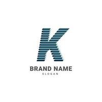 logotipo de ilusión óptica de letra k, marca de alfabeto de falla de moda vector
