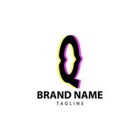 letter Q bright glitch for creative brand, fun, playful and innovative vector logo design