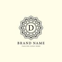 abstract round luxury letter D logo design for elegant fashion brand, beauty care, yoga class, hotel, resort, jewelry vector