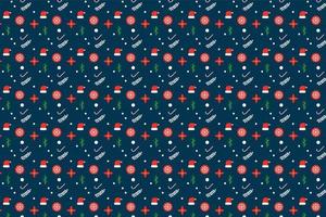 Christmas pattern texture vector for wrapping papers and Backgrounds. Endless pattern decoration with snowflakes, decoration balls, and Santa hats. Christmas element pattern design vector.