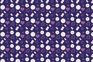 Modern love pattern decoration on a dark blue background. Seamless pattern design with different love shapes. Minimal love pattern vector for backgrounds, wallpapers, bed sheets, and book covers.