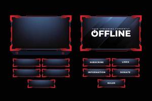 Digital live streaming overlay decoration with dark red color outlines. Streaming overlay and dark screen panel vector for online gamers. Live gaming broadcast border element design vector.