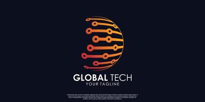 vector premium de diseño de logotipo de tecnología global