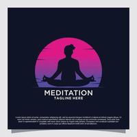 Meditation yoga logo design concept Premium Vector