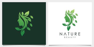 icono de vector de belleza natural para mujer con diseño de logotipo creativo moderno vector premium