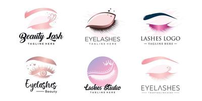 Set eyelashes logo design with modern abstract concept Premium Vector part 1