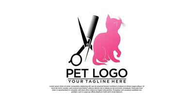 diseño de logotipo de salón de mascotas con vector premium de estilo único creativo