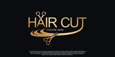 Hair cut logo design Premium Vector