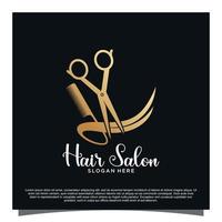 Luxury hair salon logo design Premium Vector