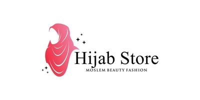 Hijab store logo design template with modern concept Premium Vector