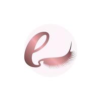 Letter E logo icon with lashes concept for beauty Premium Vector