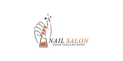 Beauty nail logo design for manicure and pedicure with creative concept Premium Vector