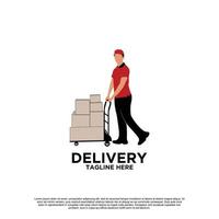 Delivery with courier man logo design Premium Vector part 1