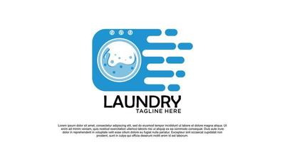 diseño de logotipo de lavandería con vector premium de concepto creativo