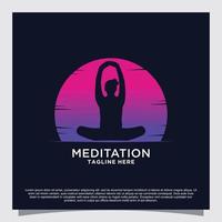 Meditation yoga logo design concept Premium Vector