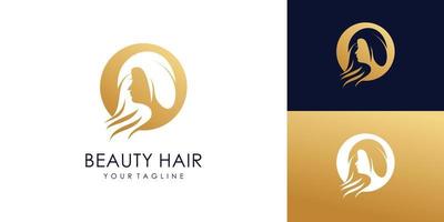 Beauty and hair vector icon for woman with modern creative logo design Premium Vector