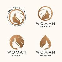 conjunto de plantilla de logotipo de belleza de mujer con vector premium de concepto moderno creativo