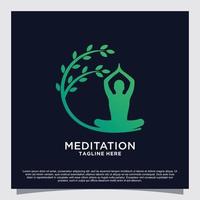 Meditation yoga logo design concept Premium Vector