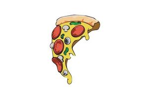 Slice of melted pizza cartoon vector icon illustration
