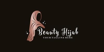 Beauty woman logo wearing hijab Premium Vector