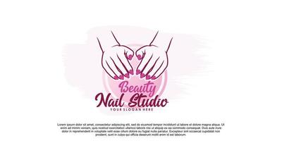 diseño de logotipo de estudio de uñas de belleza para manicura y pedicura con concepto creativo premium vector parte 1