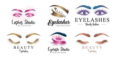 Set eyelashes logo design with modern abstract concept Premium Vector part 2