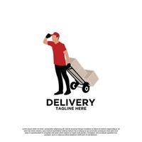 entrega con courier man logo design premium vector parte 2