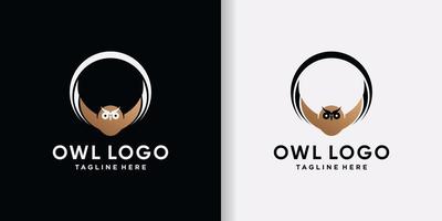 Creative owl bird logo design template with modern concept Premium Vector