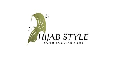 Hijab style logo design template with unique concept Premium Vector