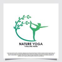 Nature yoga logo design Premium Vector